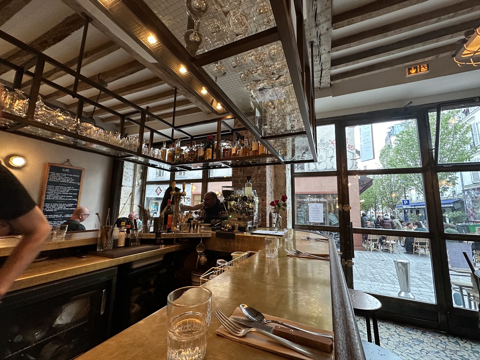 Wine and glassware at Le Grand Bain