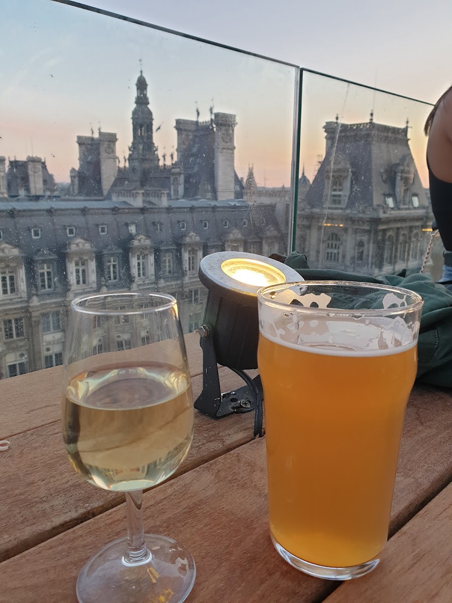 Rooftop cocktail at golden hour