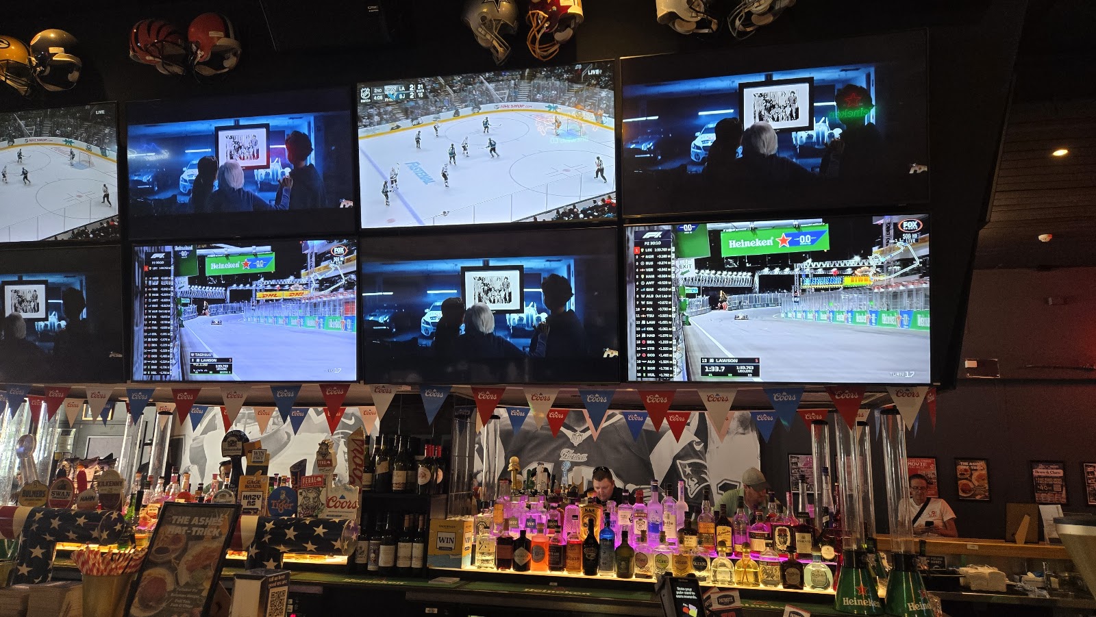 Patriots Sports Bar Perth screens over the main bar