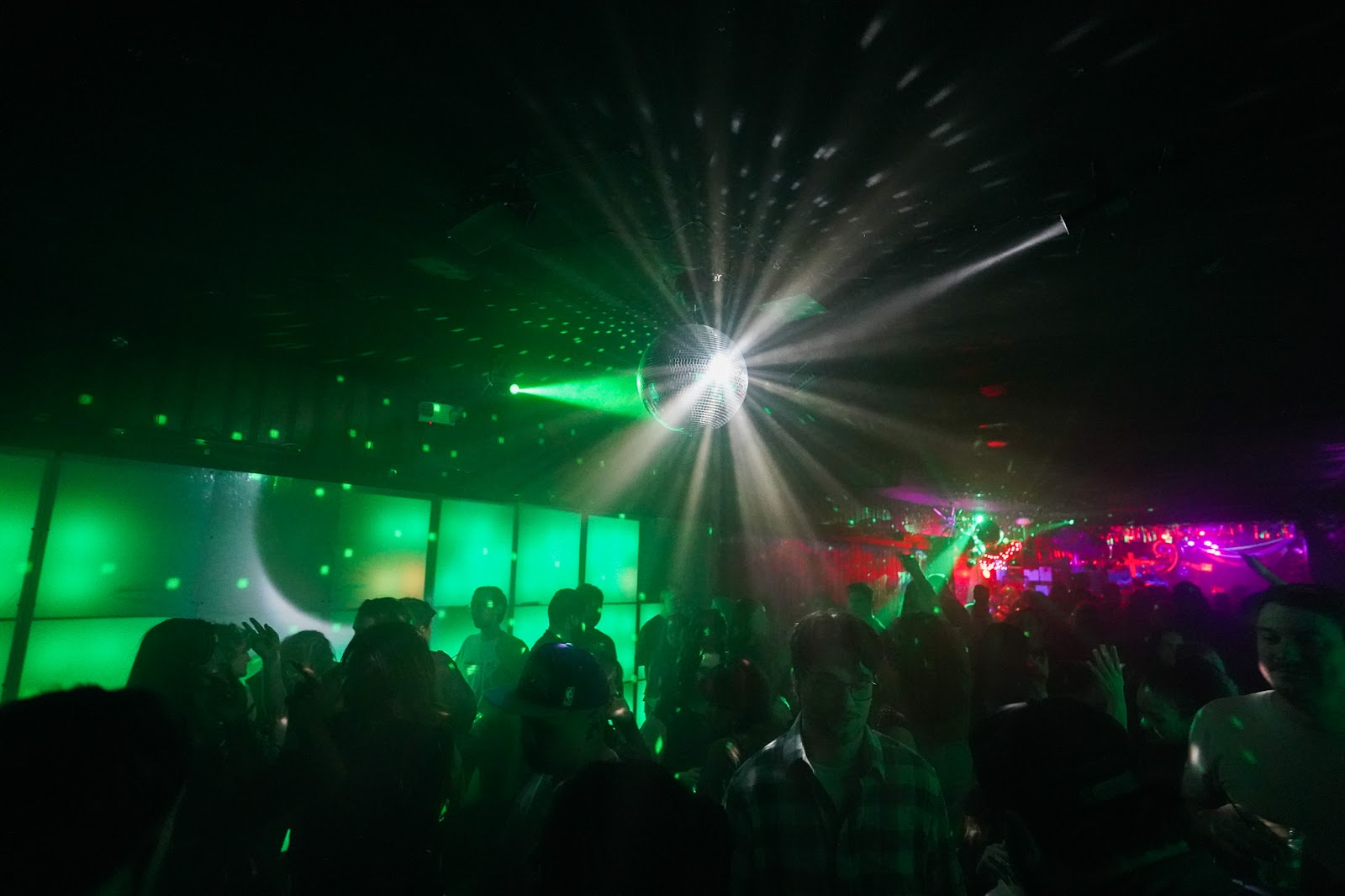 Cocktail and disco lighting at a South Philadelphia bar