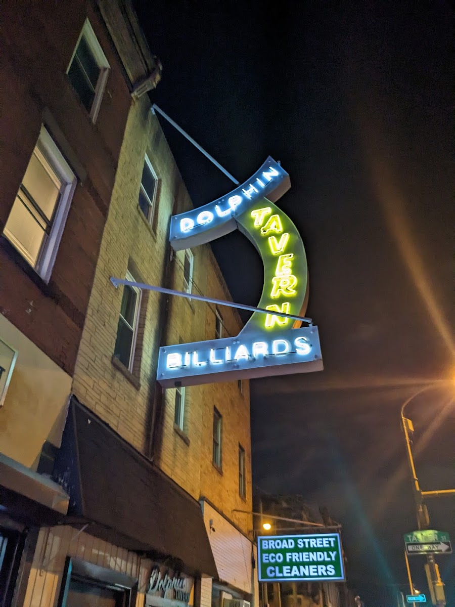 Neon-lit bar counter on South Broad Street Philadelphia