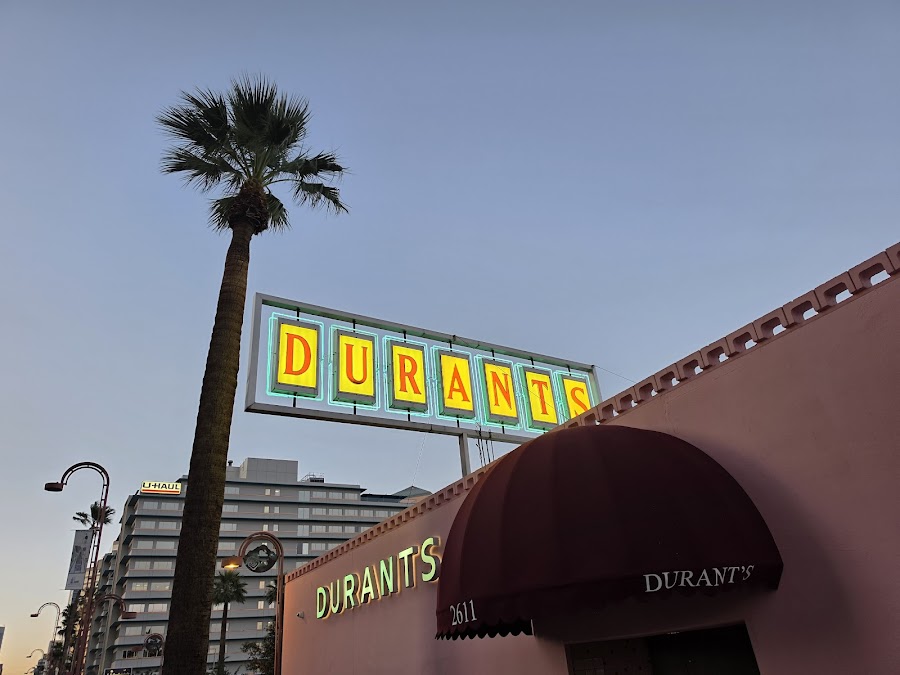 Durant's red-leather steakhouse bar on Central Avenue, Phoenix interior
