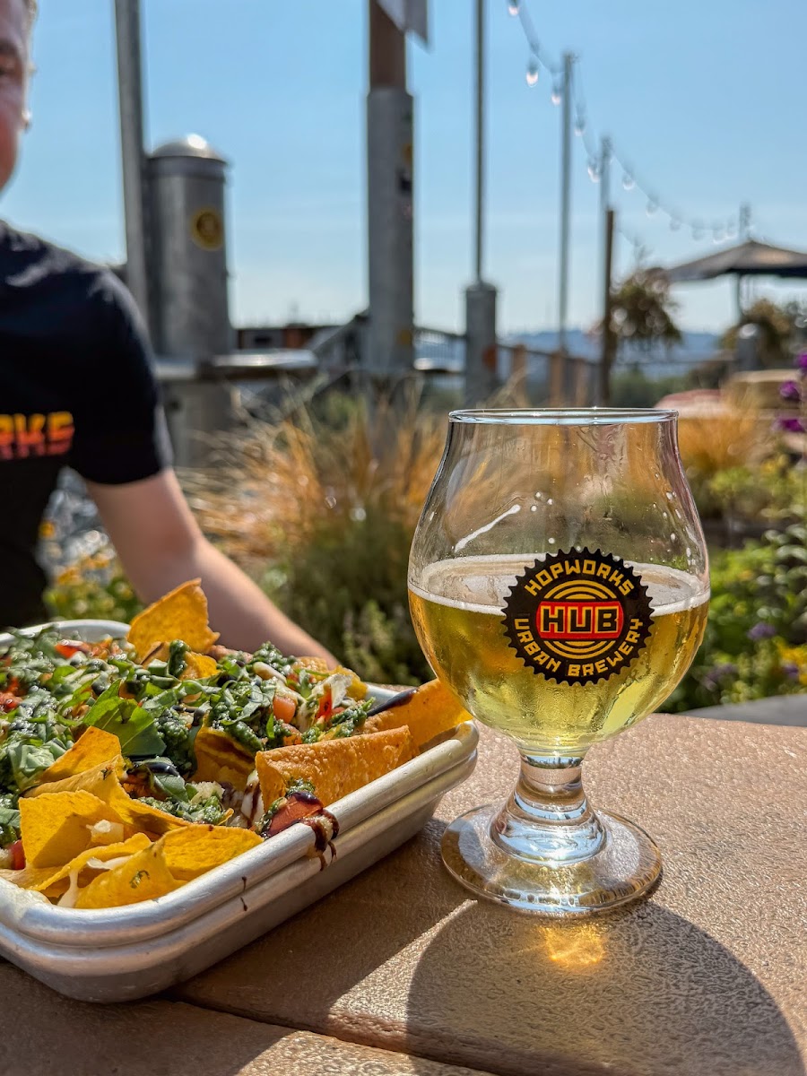 Pints of IPA poured at a Portland brewery