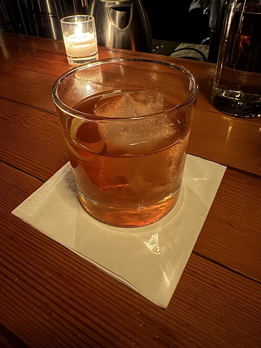Cocktails on a dimly lit lounge bar