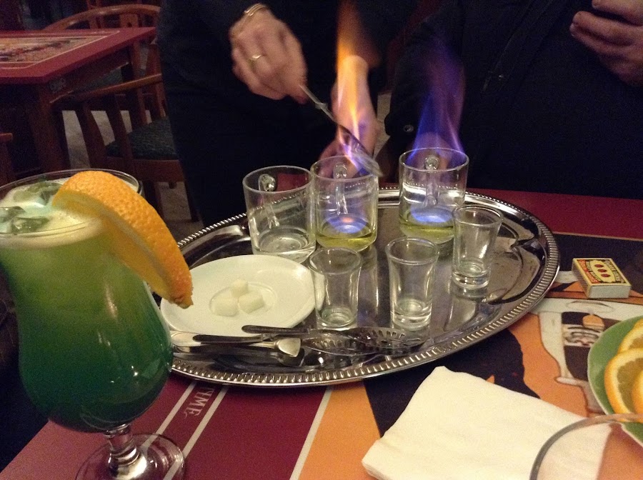 Absinthe poured over a sugar cube