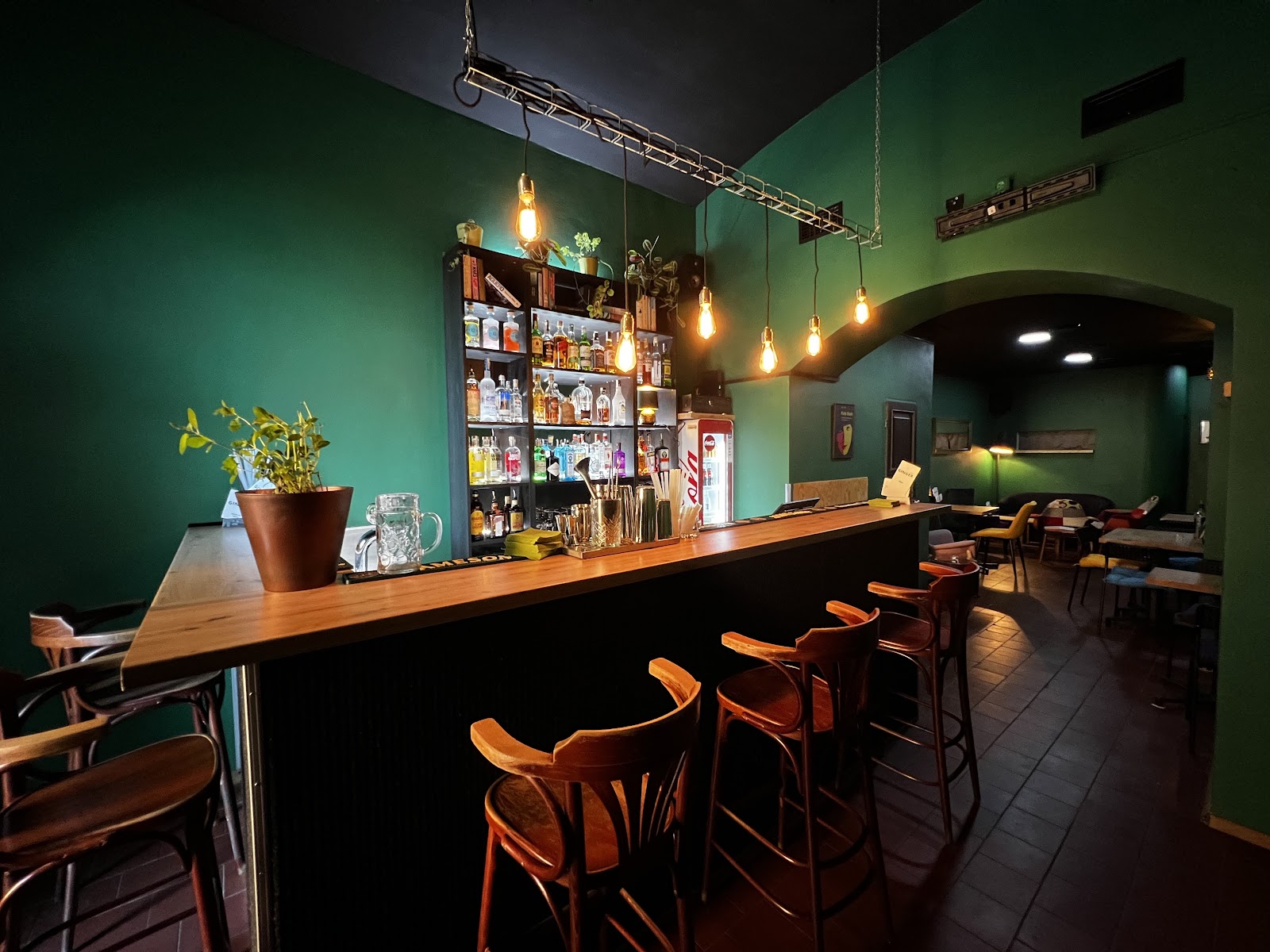 Relaxed cocktail bar interior on Francouzská, Vinohrady Prague