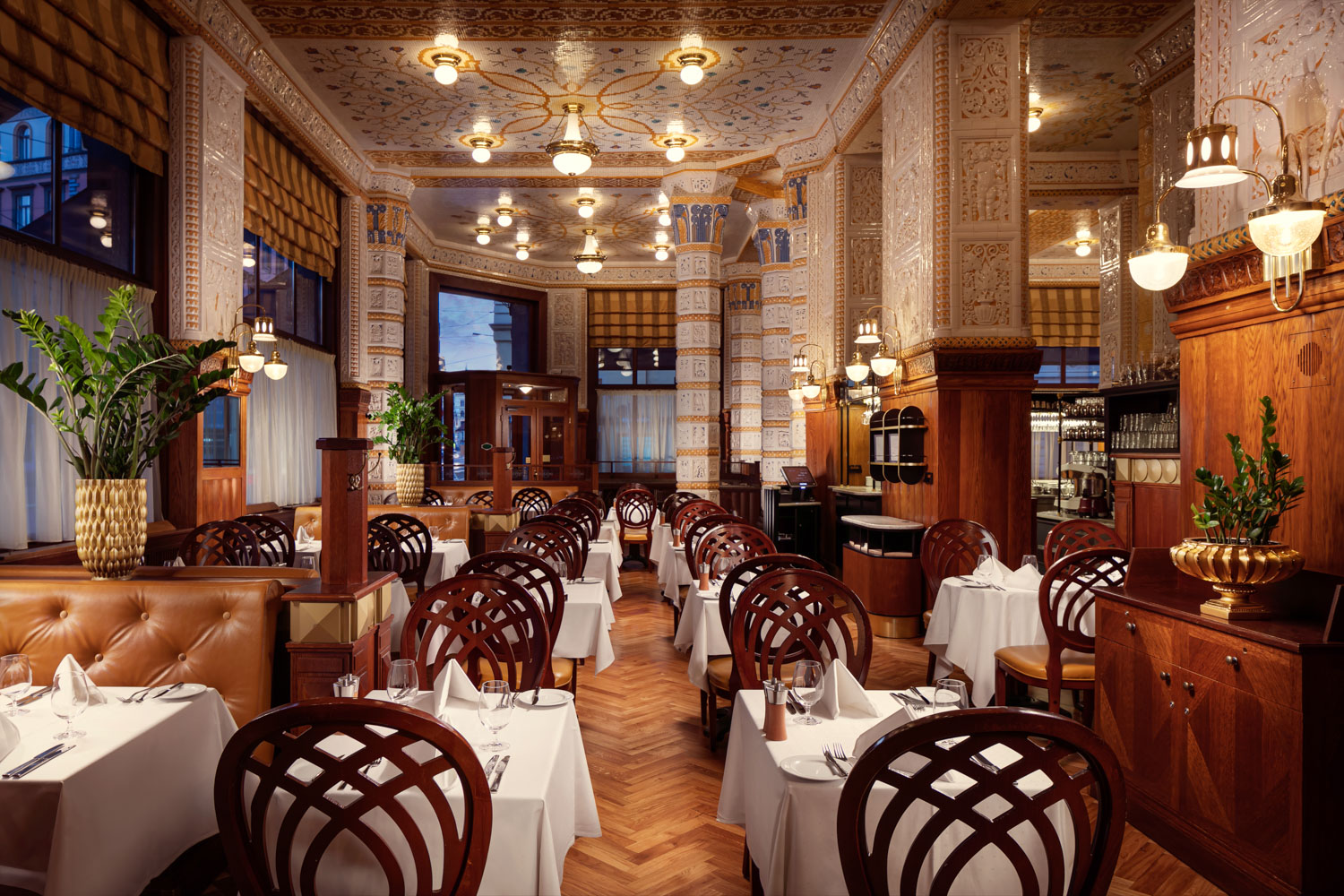 Cafe Imperial Art Deco tiled interior in central Prague
