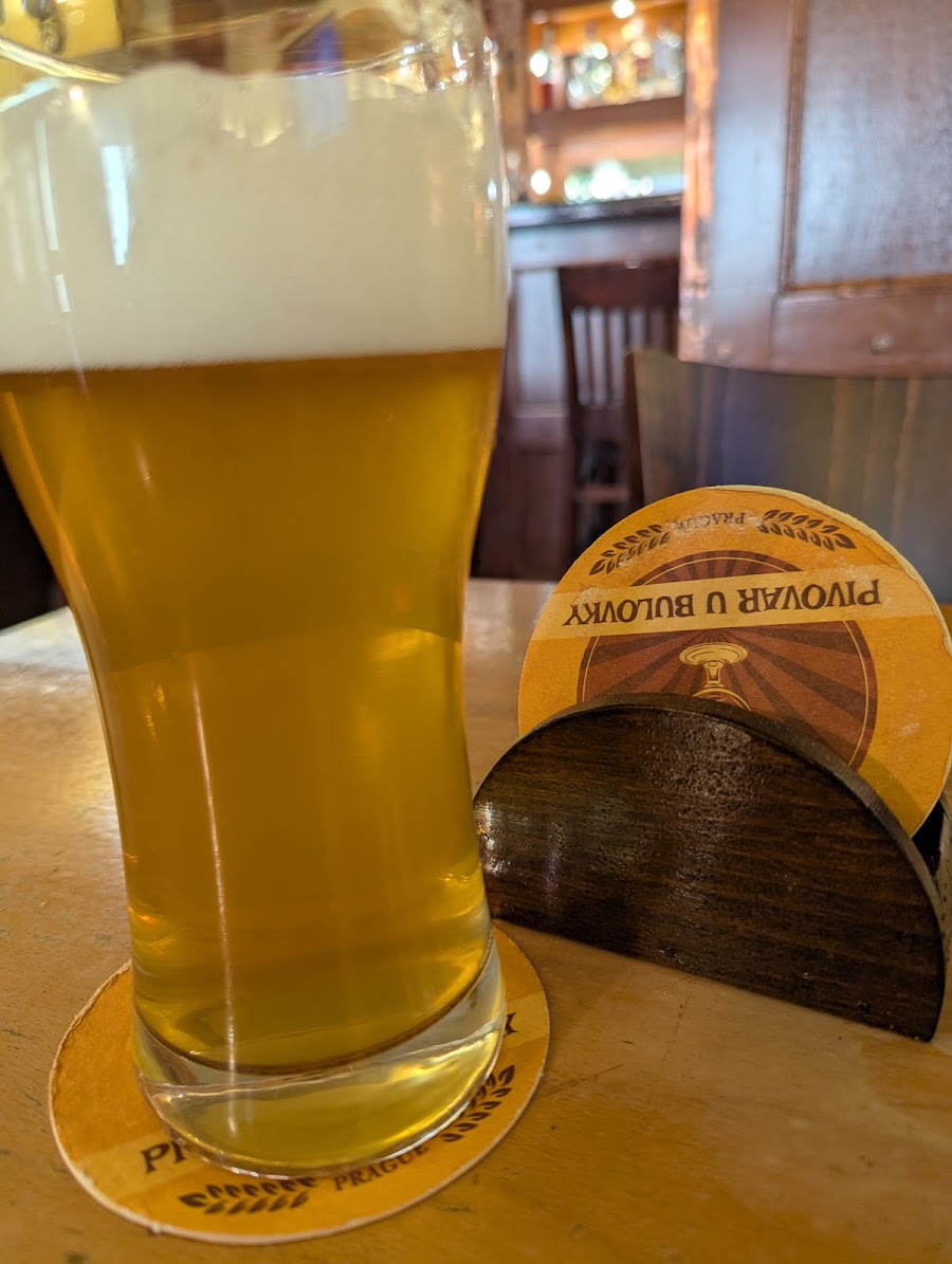 Czech and German lagers at a Prague brewpub