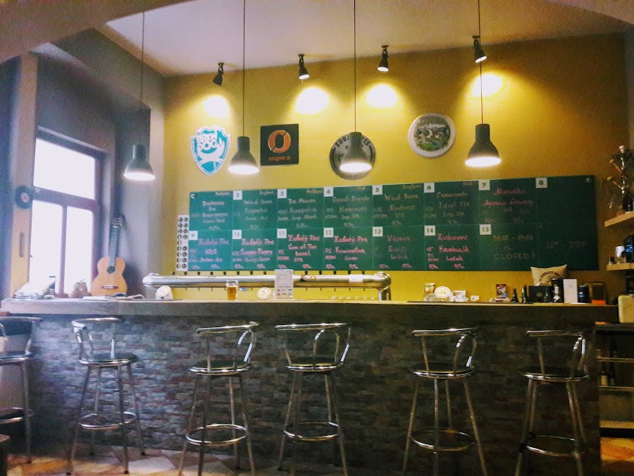 The room at Zubaty pes multitap beer bar near Namesti Miru Prague