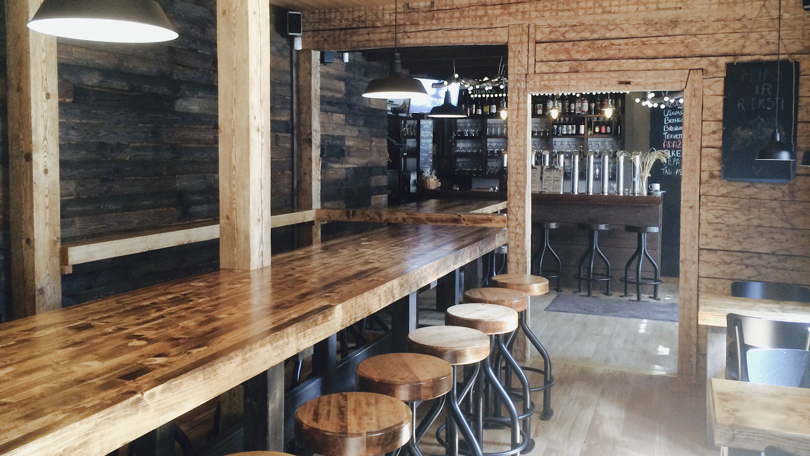 Alus Muiza wooden pub room on Gertrudes iela in Riga