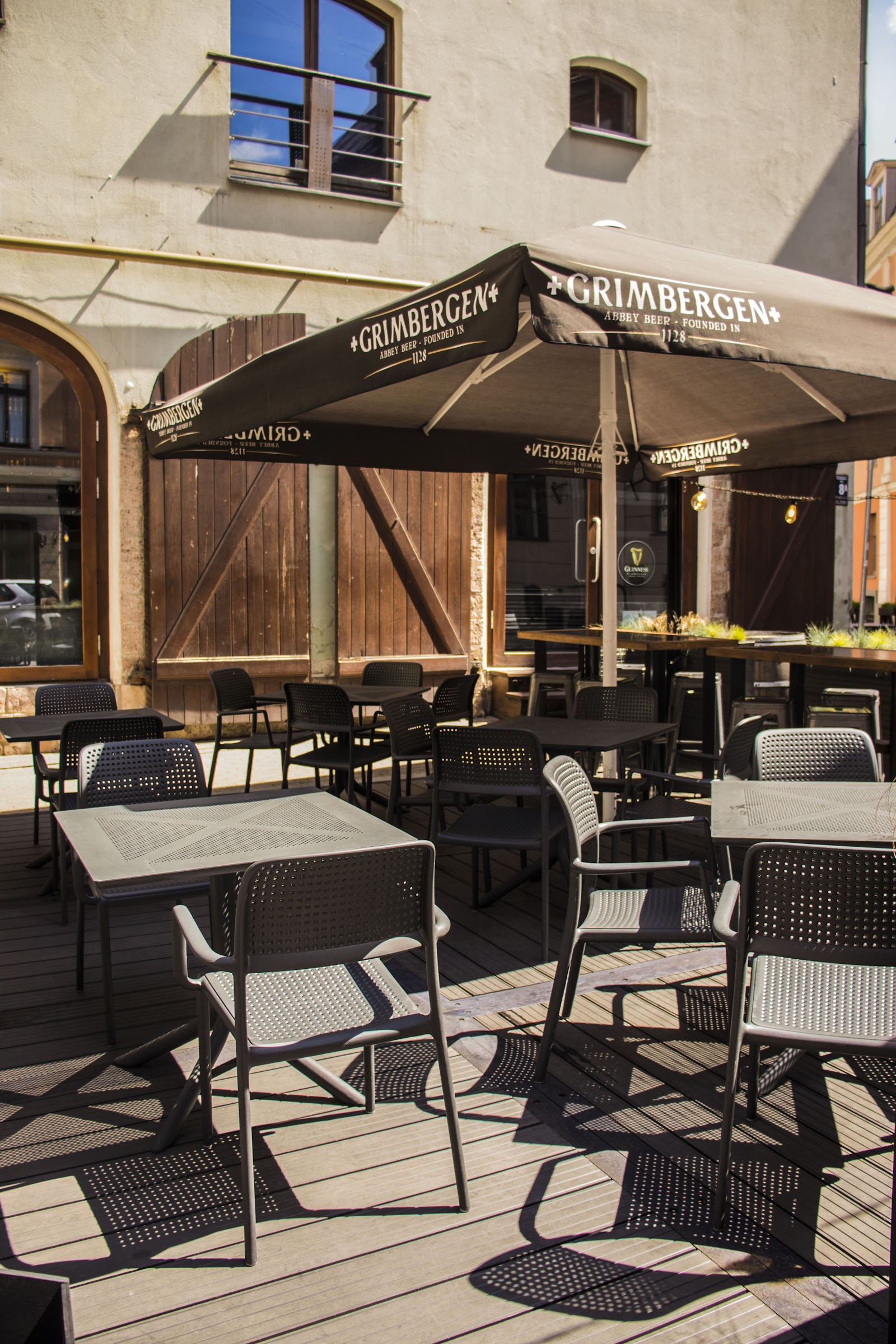 The Thirsty Bulldog wood bar room in a restored Riga warehouse