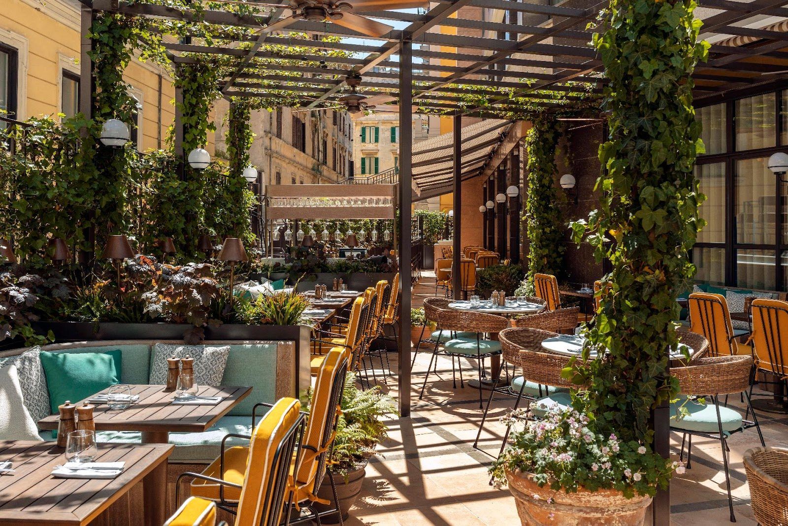 Cielo Rooftop at The Hoxton Rome bar interior