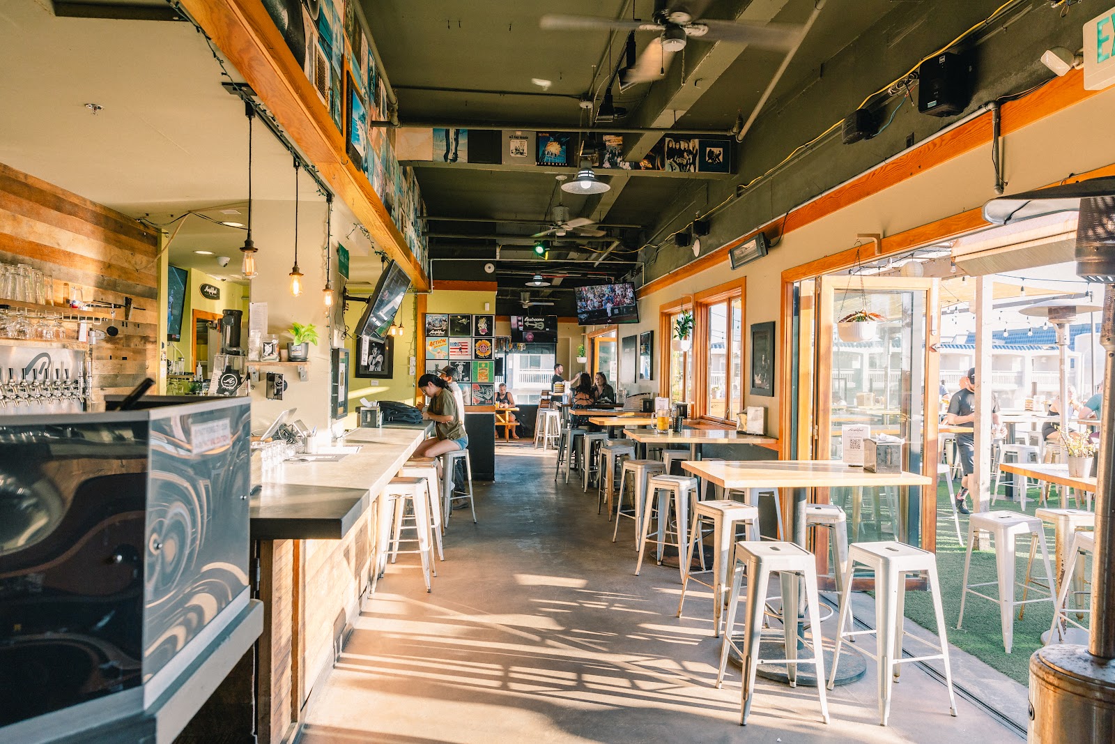 Rooftop brewpub beer garden with ocean view in Pacific Beach San Diego