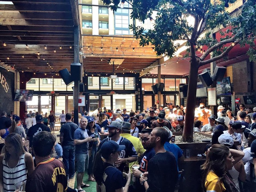 The Deck at Moonshine Flats open-air patio on 6th Avenue, East Village, San Diego bar
