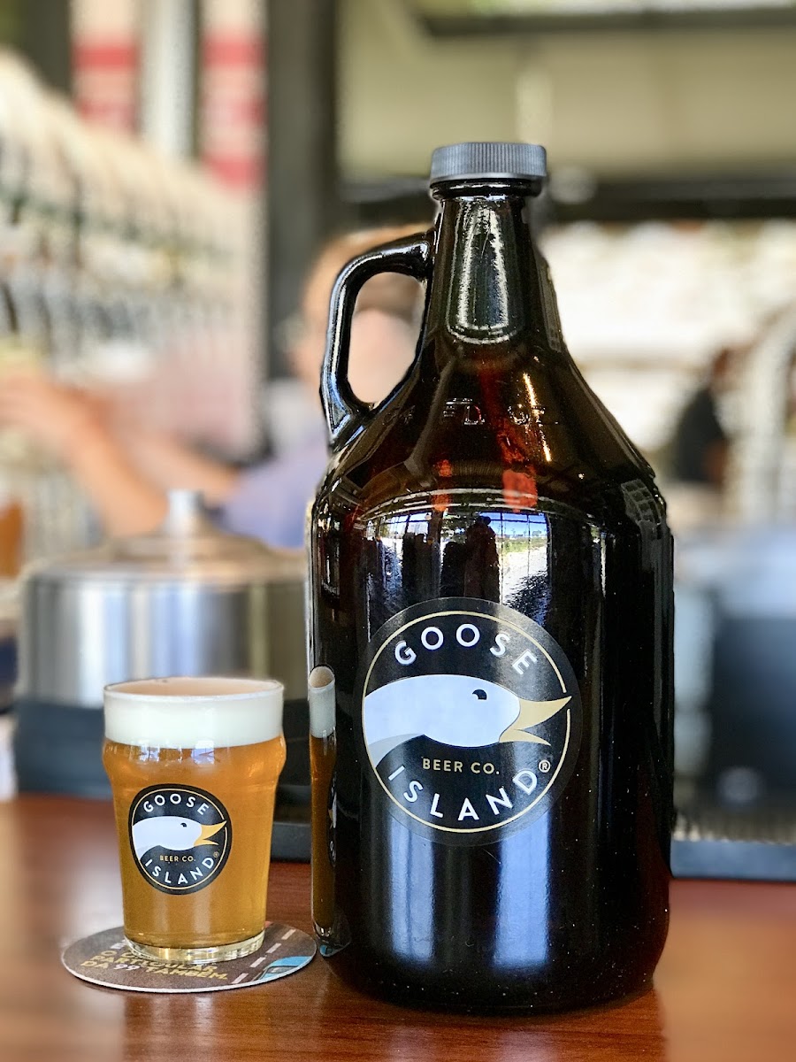 Draft taps pouring Goose Island beer