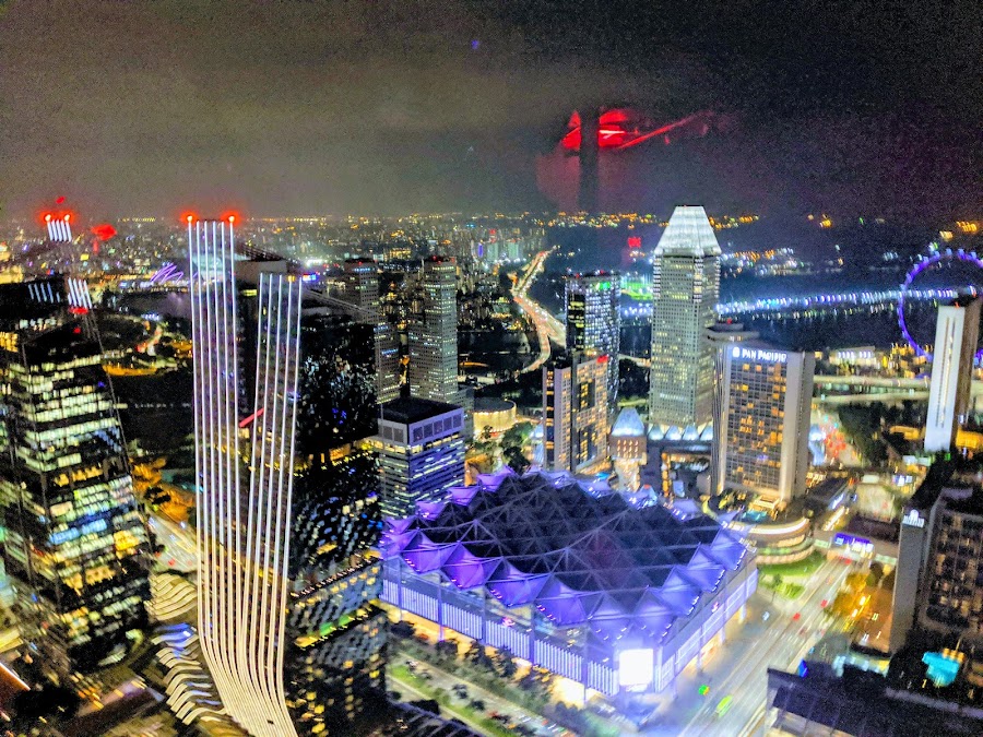 City lights seen through a sky bar window
