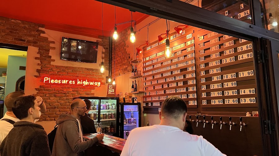 Crafter Bar interior in the evening