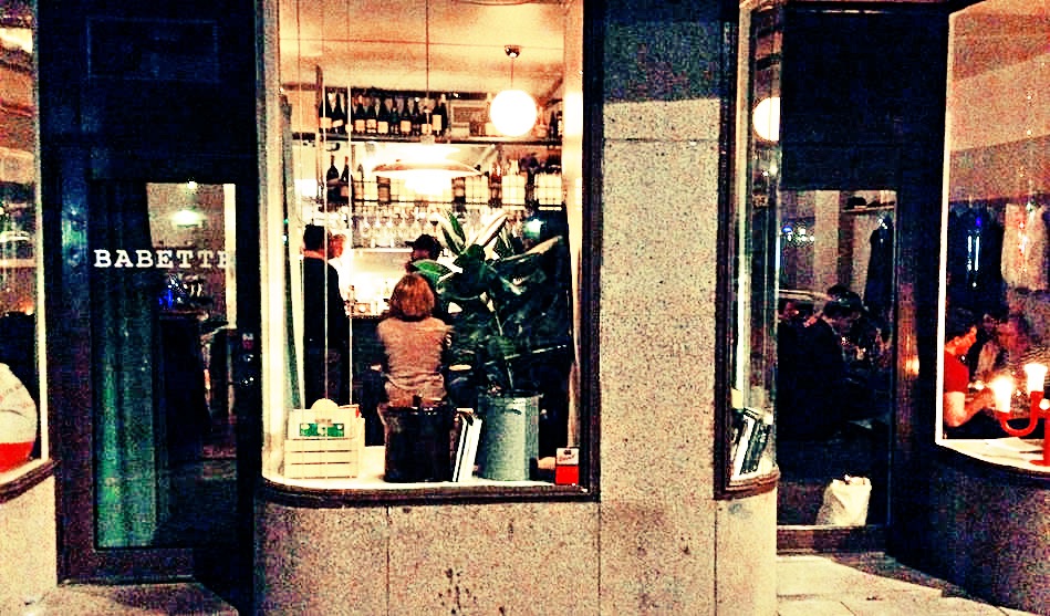 The natural wine bar and open kitchen at Babette in Vasastan Stockholm
