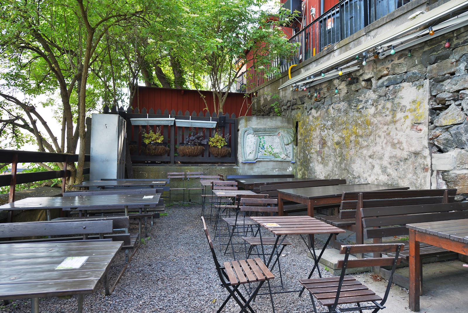 Hermans garden terrace on Fjallgatan overlooking Stockholm harbour