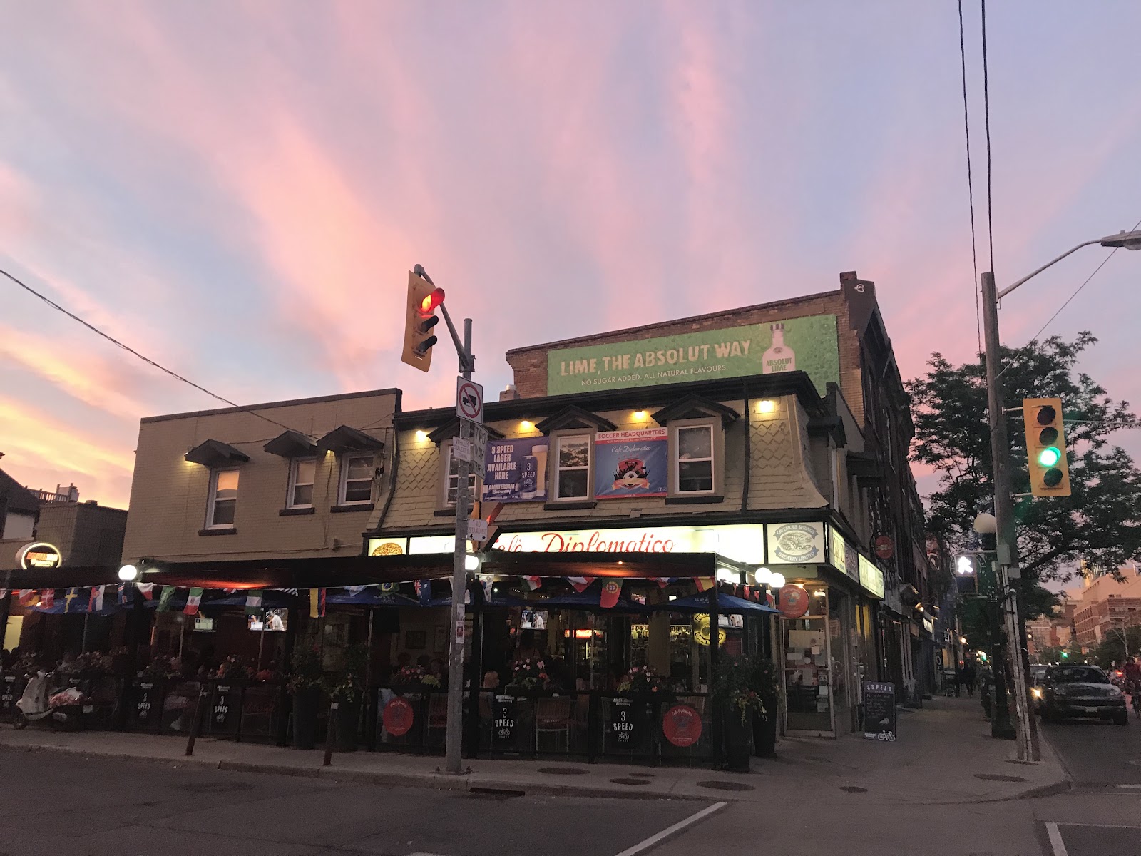 Cafe Diplomatico patio and bar on College Street, Little Italy Toronto