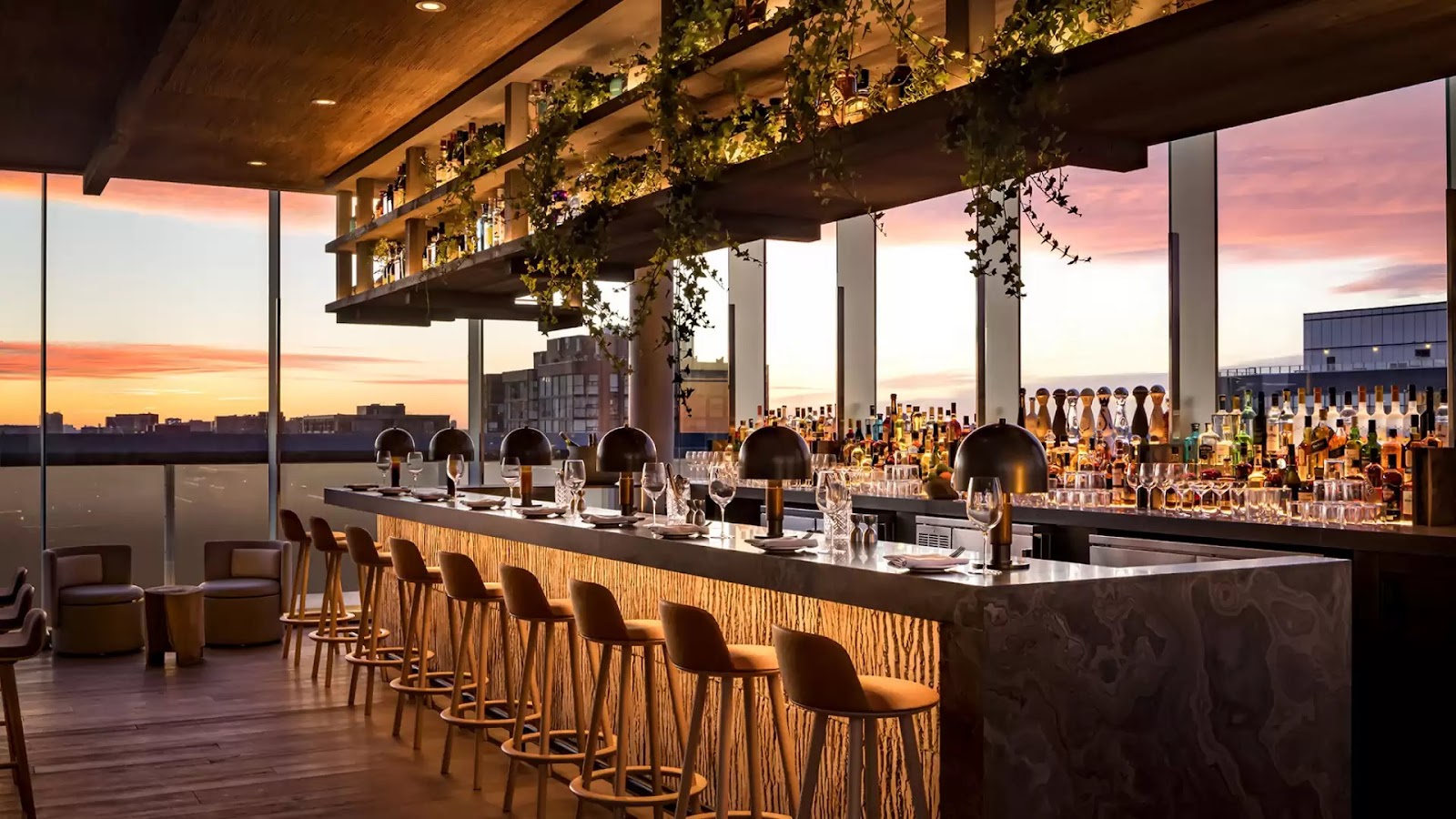 Harriet's Rooftop cocktail lounge atop 1 Hotel Toronto on Wellington Street West, King West