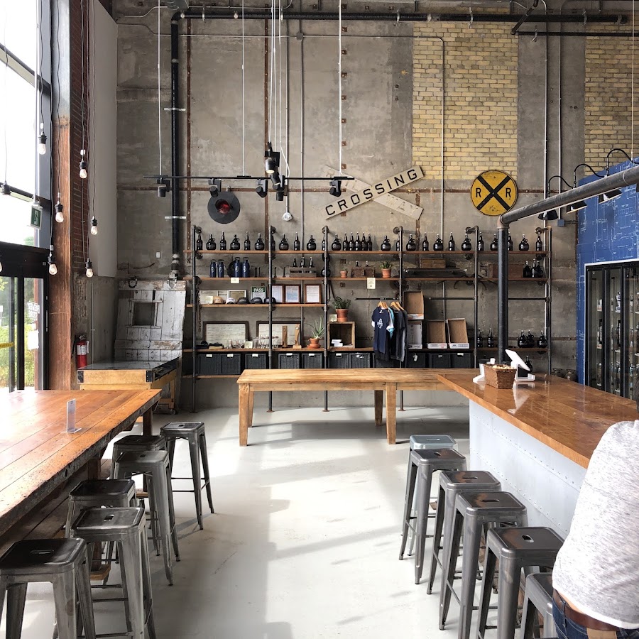 Craft beer flight at a Toronto brewery taproom