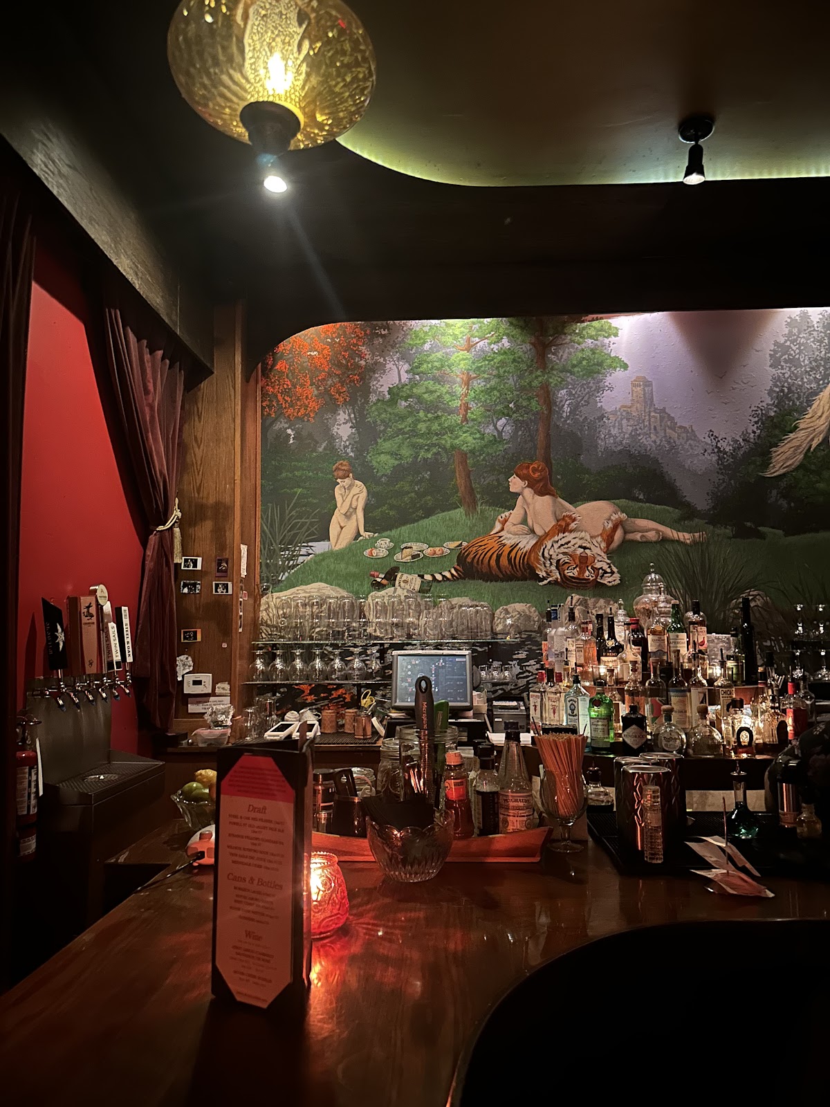Cocktail served at a dark bar