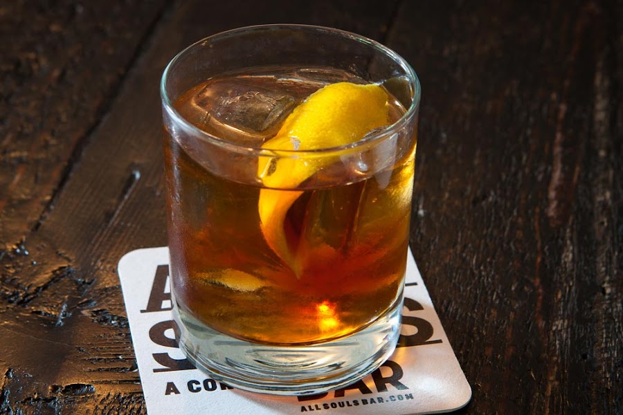 A classic cocktail on a corner bar