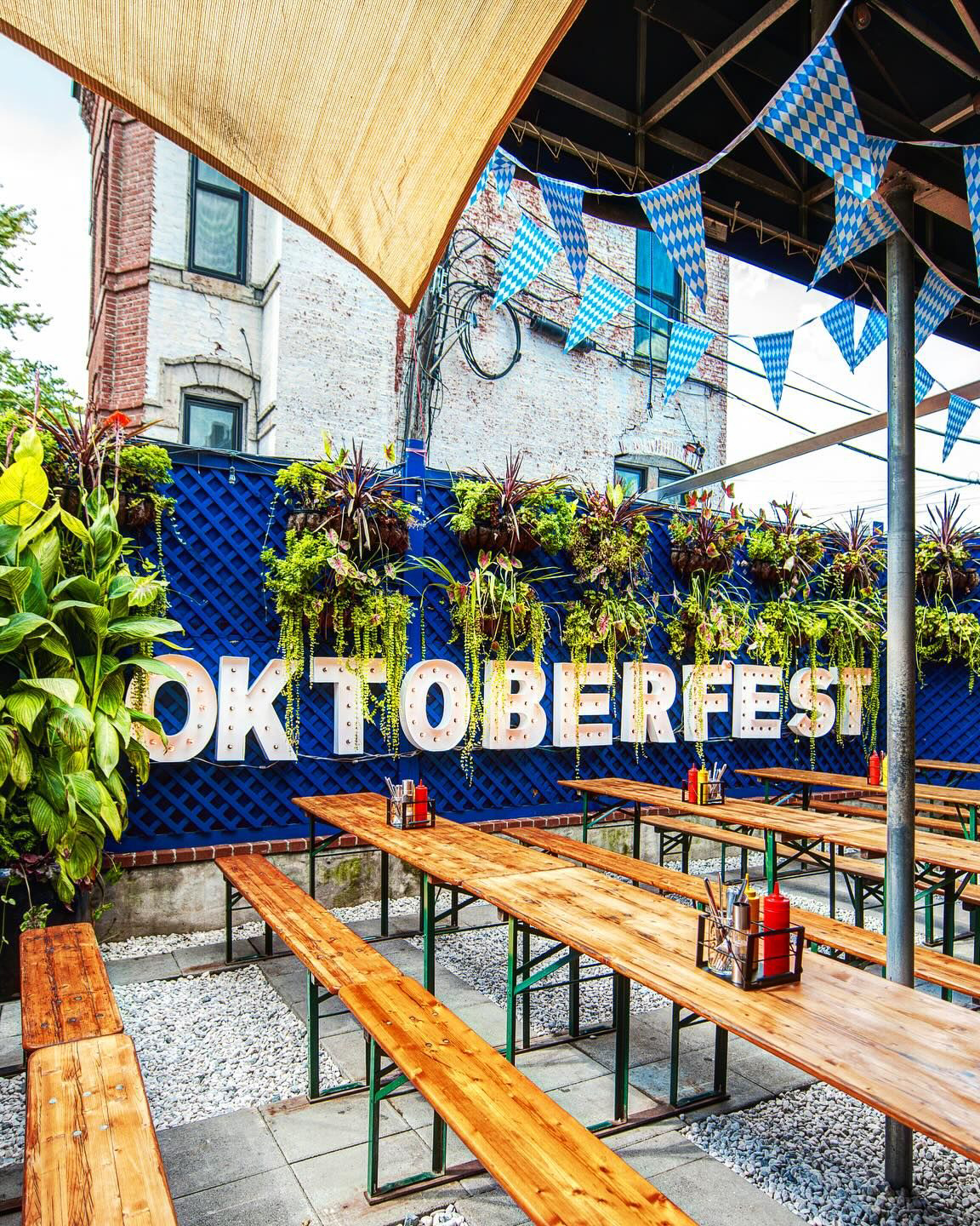 Outdoor beer garden tables at Dacha Beer Garden in Shaw Washington DC