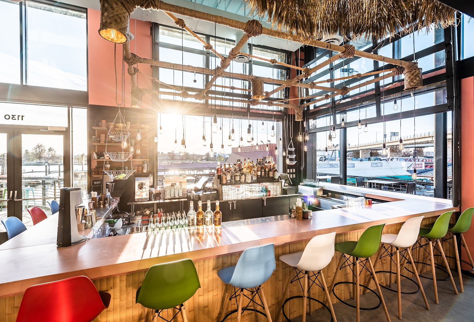 Three-storey tiki bar at Tiki TNT on the Wharf in Washington DC