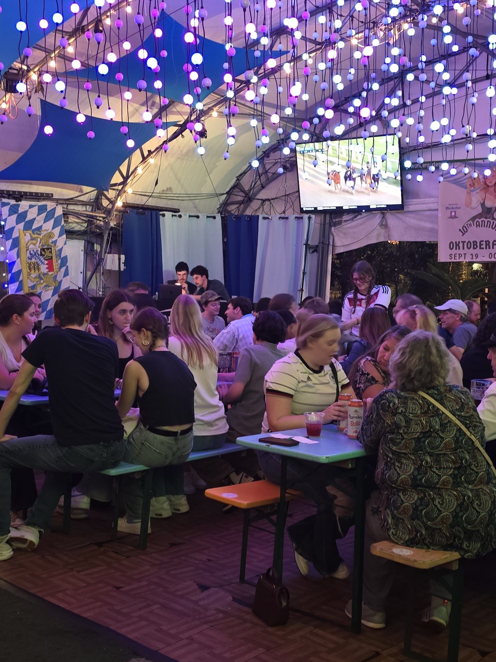 Tented beer garden with fire pits at Wunder Garten in NoMa Washington DC
