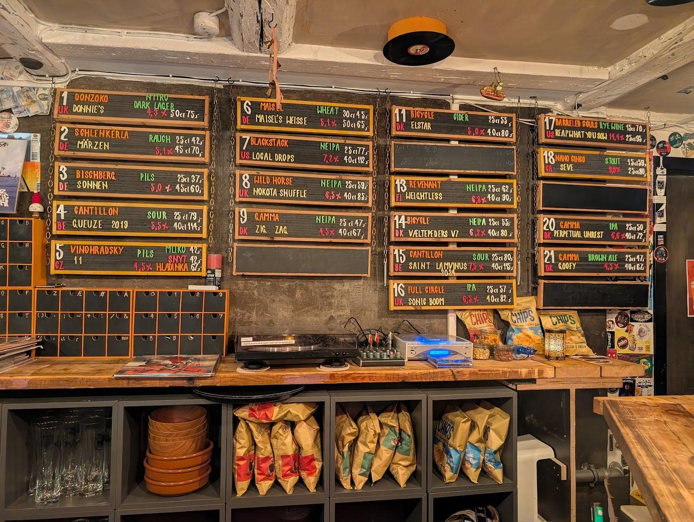 Bartender pouring beer from a row of draught taps