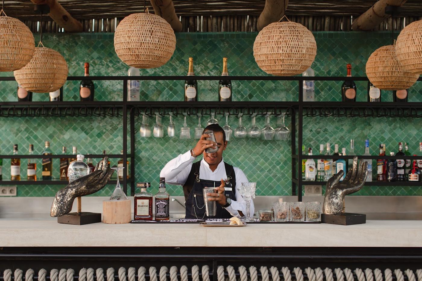 Pub interior with screens in Marrakech