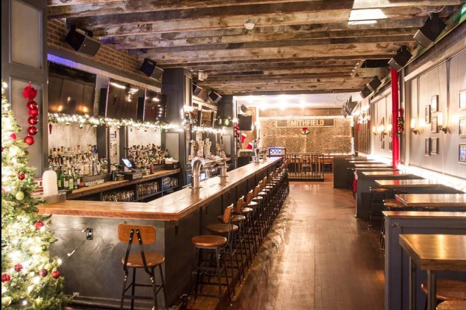 Craft-beer sports bar interior in the East Village, New York
